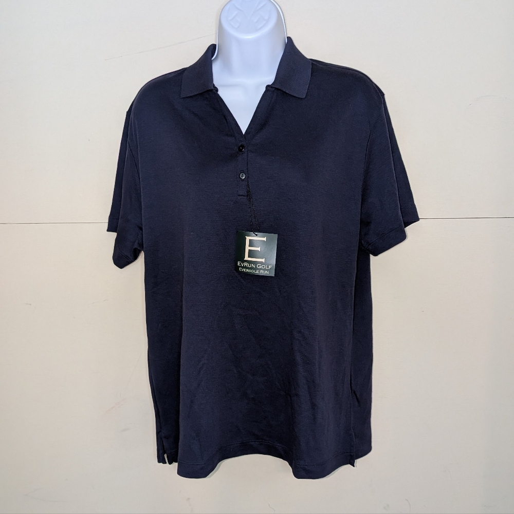 NWT EvRun Golf by Eversole Run Golf Polo Pima Cotton Blend Nave Blue